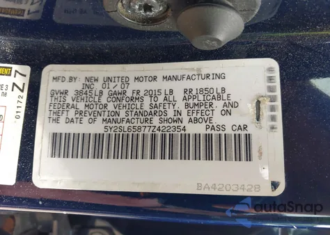 2007 Pontiac Vibe from USA, damaged, VIN 5Y2SL65877Z422354